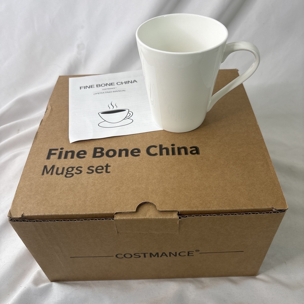 Costmance Set Of‎ 4 White Bone China Coffee Tea Mug Cups NEW